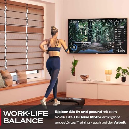 Sportstech Laufband Walking Pad für Zuhause, mit manueller Steigung, Walking Pad bis 6 km/h, Treadmill bis 12km/h, App, Fernbedienung swalk lite
