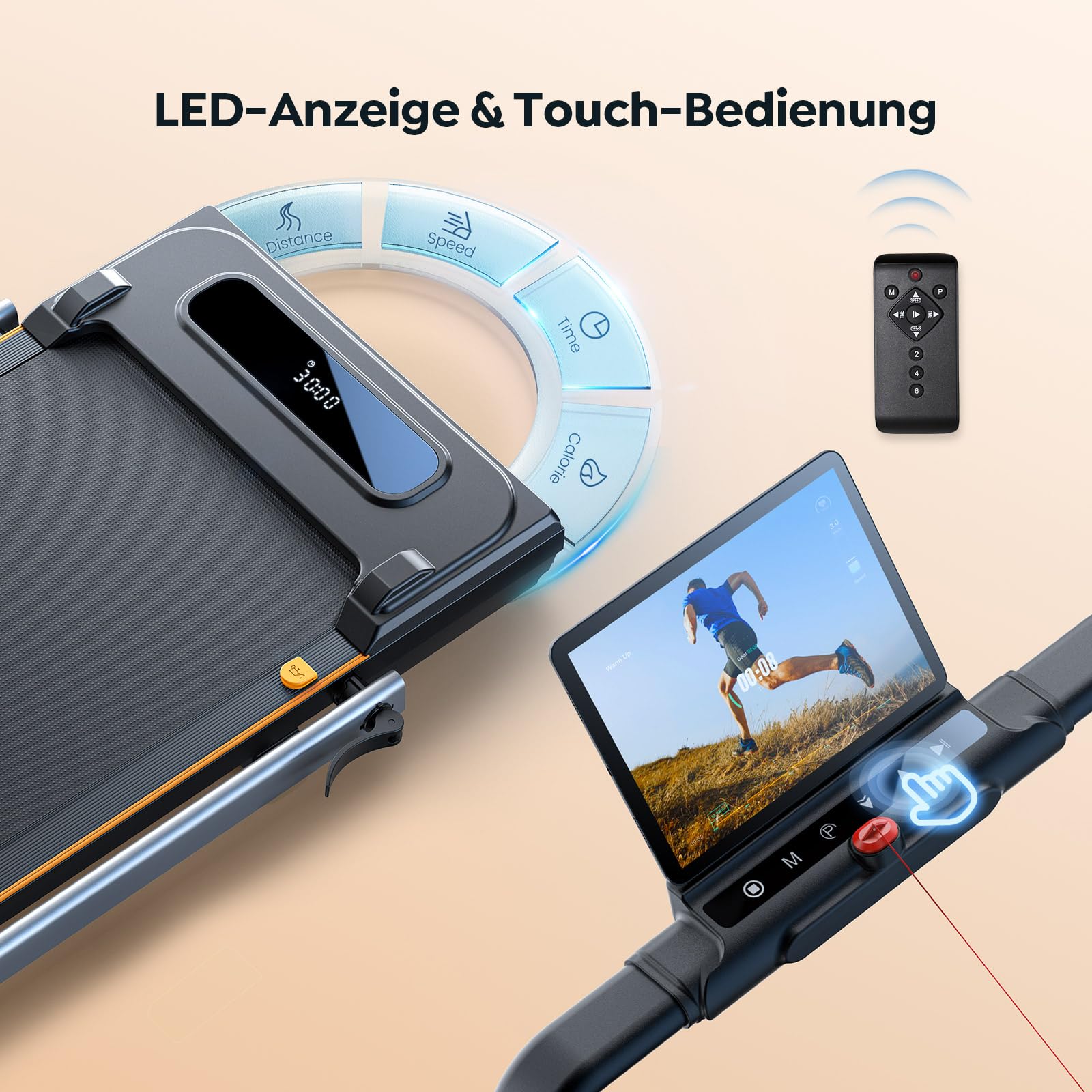 Klappbar Laufband für Zuhause mit Steigung, 2 in 1 Walking Pad Neigung Laufband, 12 km/h, Fernbedienung & App-Steuerung, LCD-Anzeige, Doppelter Stoßdämpfung, Kein Montagebedarf, für Zuhause & Büro