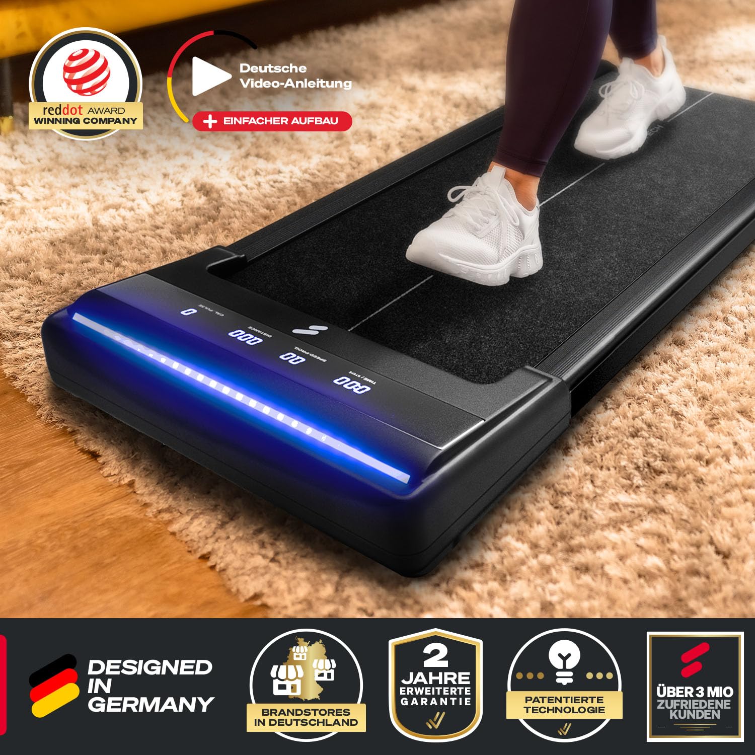 Sportstech Laufband Walking Pad für Zuhause, mit manueller Steigung, Walking Pad bis 6 km/h, Treadmill bis 12km/h, App, Fernbedienung swalk lite