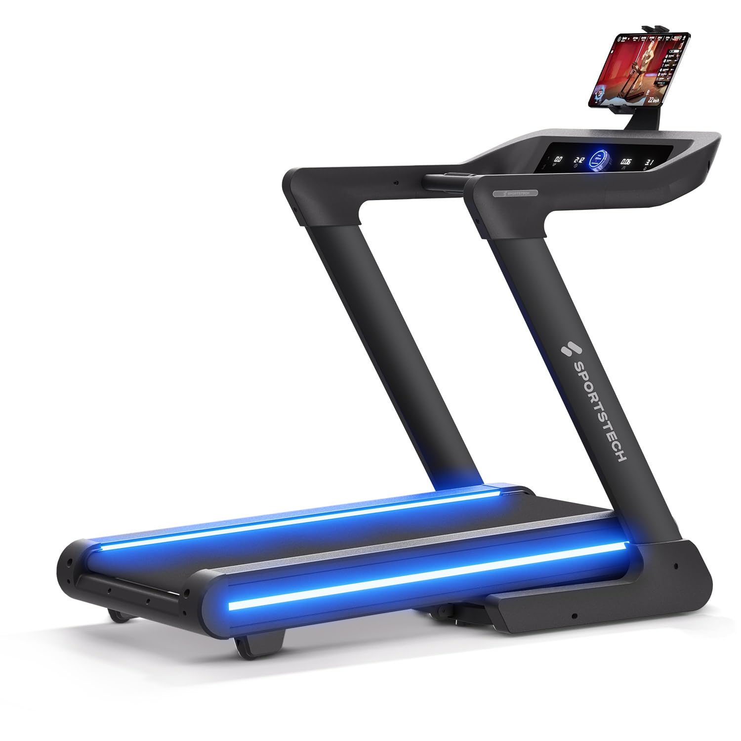 Sportstech sTread Pro/Lite Laufband klappbar für Zuhause – bis 20 km/h, 15–17 % Steigung, 150 kg max., LEDs, APP-kompatibel, leiser 7 PS Motor, große Lauffläche – Deutsche Qualitätsmarke